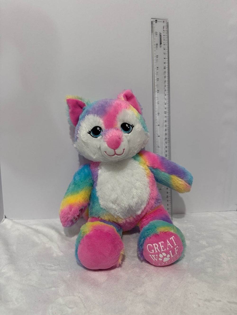 Build A Bear Great Wolf Lodge EXCLUSIVE Rainbow Wolf Plush Limited Edition 17”